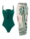 Dark Green Bow One Piece