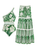 One Shoulder Two Piece Floral Print Swimsuit