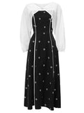 2PS White 1950S Vintage Cape And Spaghetti Strap Flower Swing Dress Suit