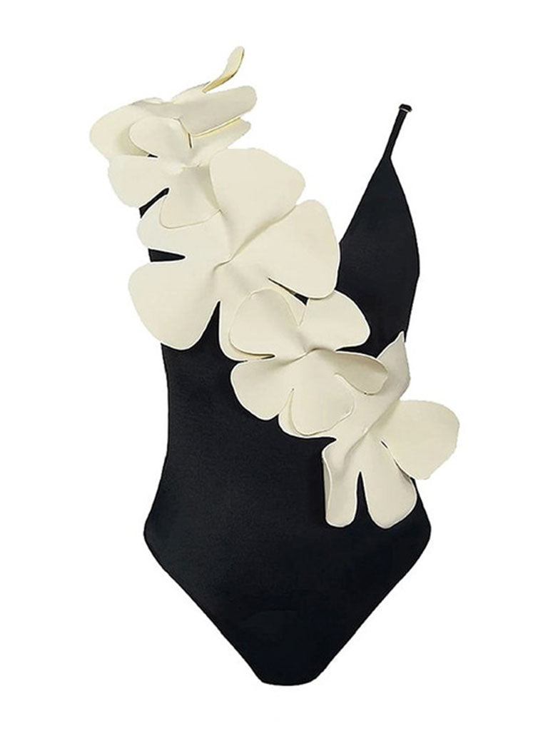Orange And White Flower One Piece