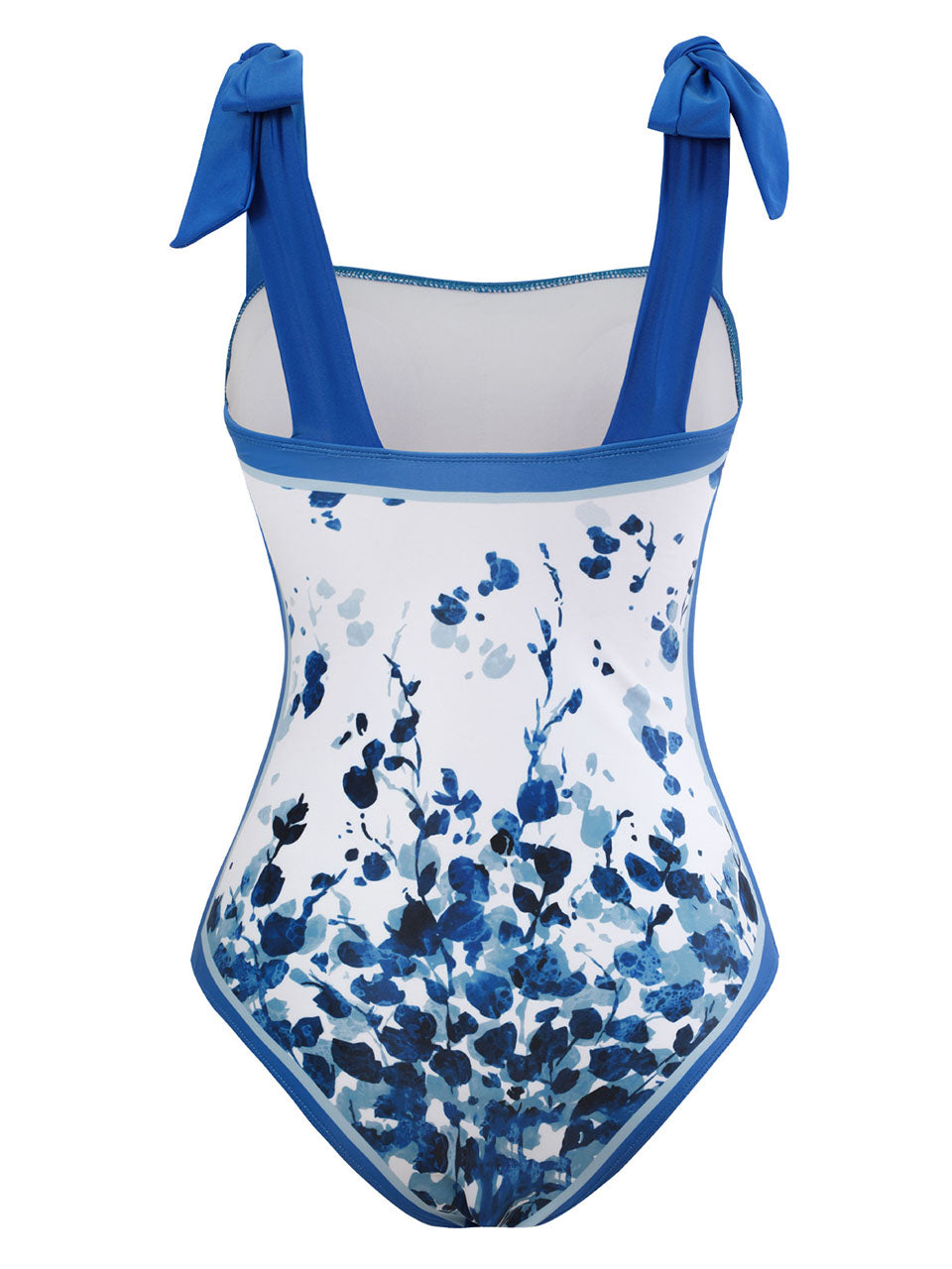Blue Floral Print Flower Strap One Piece