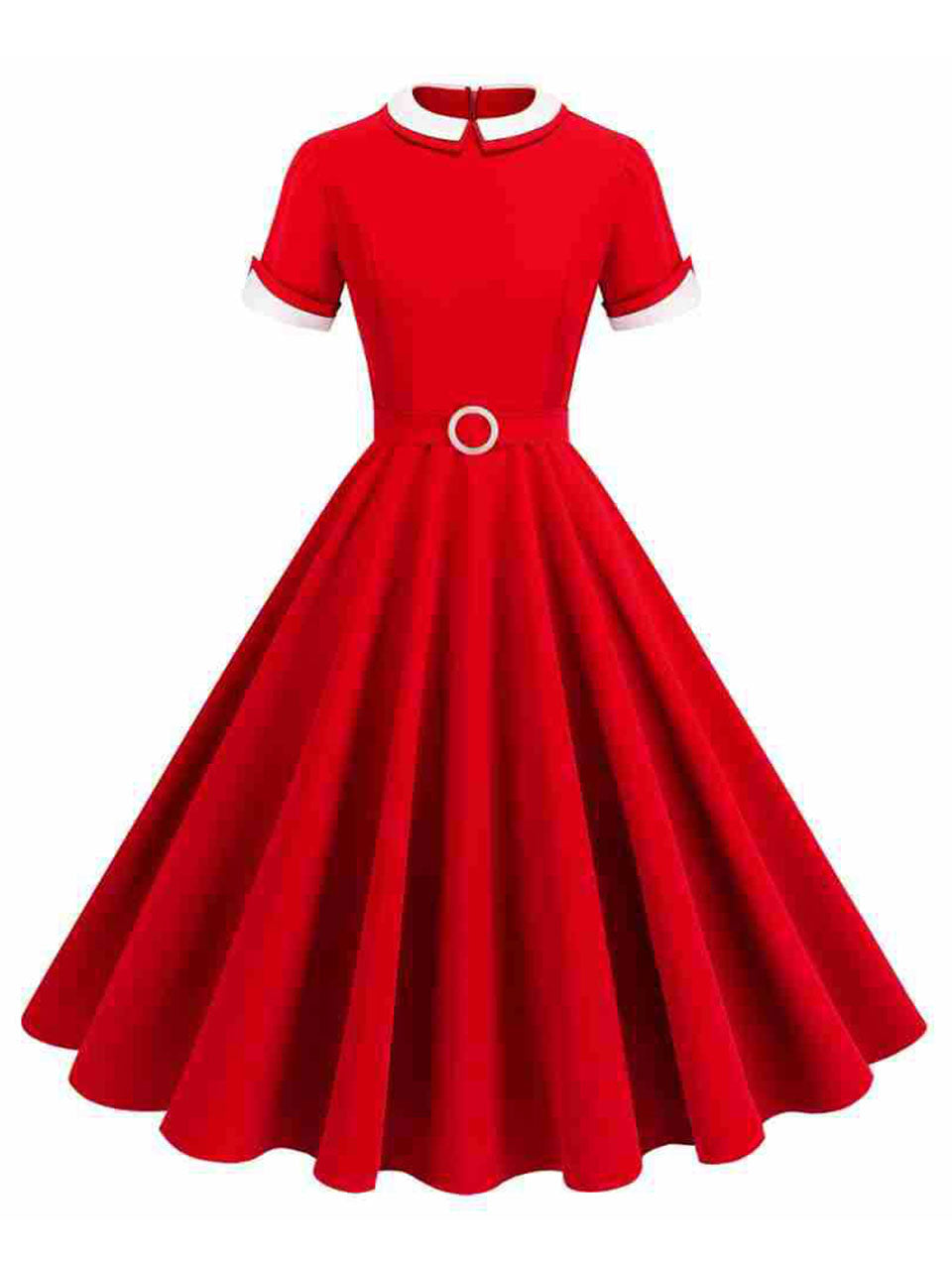 1950s Blue Peter Pan Collar Cap Sleeve Vintage Swing Dress