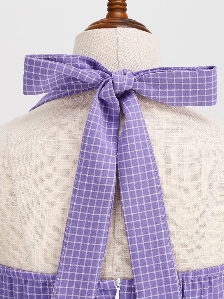 Plaid Vintage Halter Backless 1950S Vintage Dress