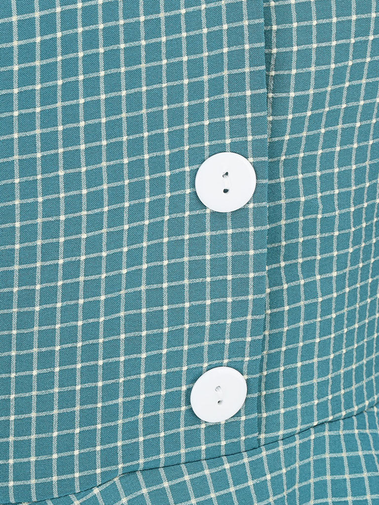 Plaid Tuxedo Collar 1950S Vintage Dress