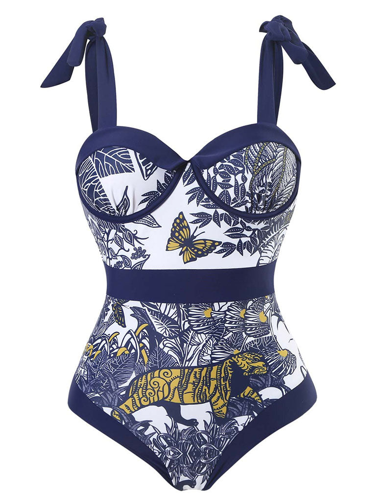 Animal Floral Print Strap One Piece