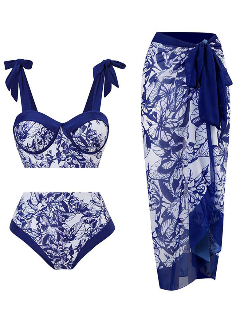 Animal Floral Print Strap Two Pieces