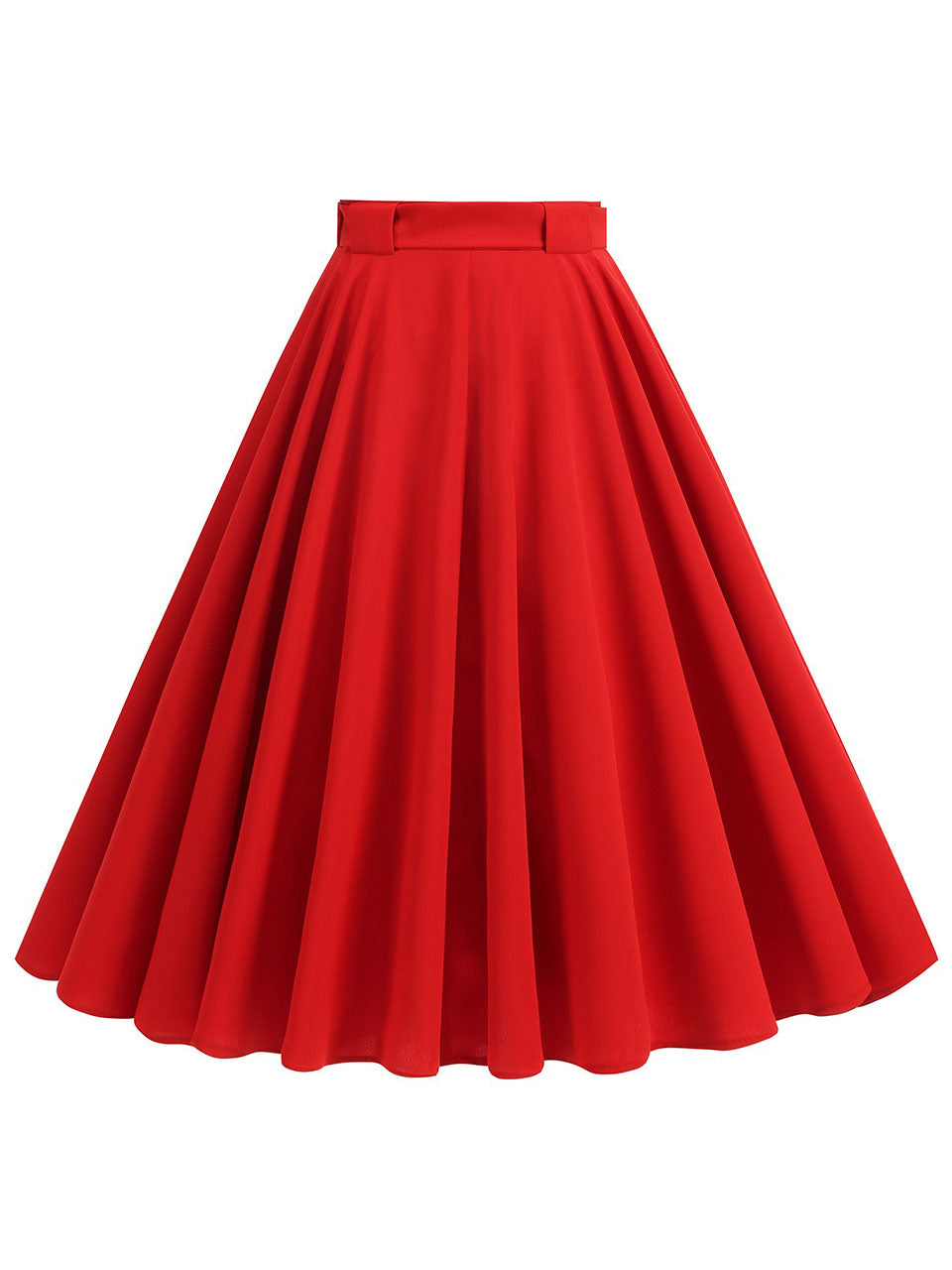 1950s Red High Waist Pleated Swing Vintage Skirt