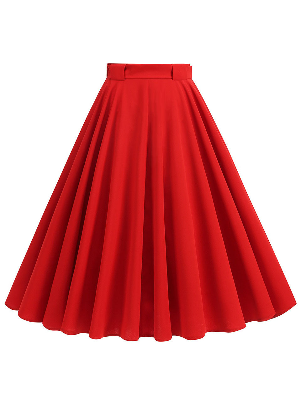 1950s Red High Waist Pleated Swing Vintage Skirt