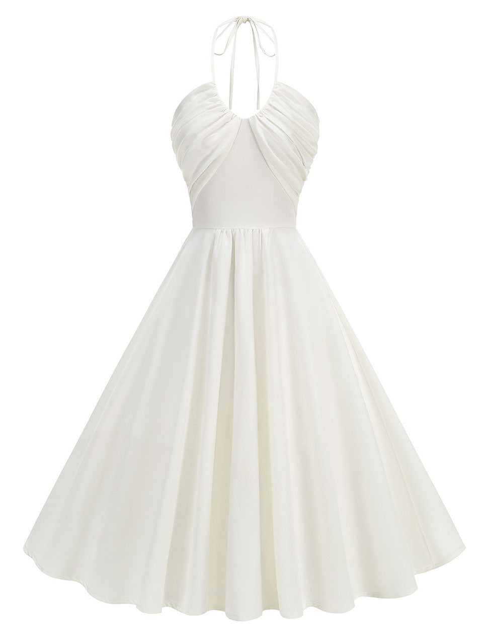 White Halter Neck Vintage Dress