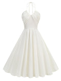 White Halter Neck Vintage Dress