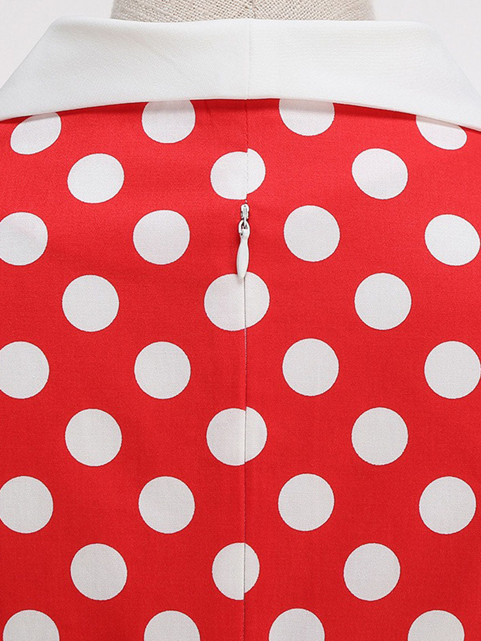 Red Polka Dots Short Sleeve 1950s Vintage Dress