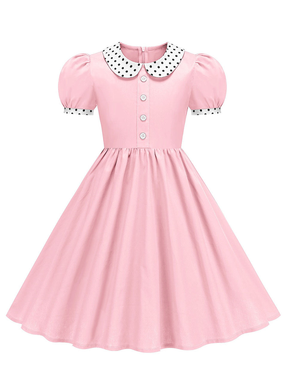 Kids Little Girls' Dress Peter Pan Short Sleeve Cotton 1950S Vintage Dress