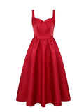 Vintage 1950s Red Satin Swing Dress