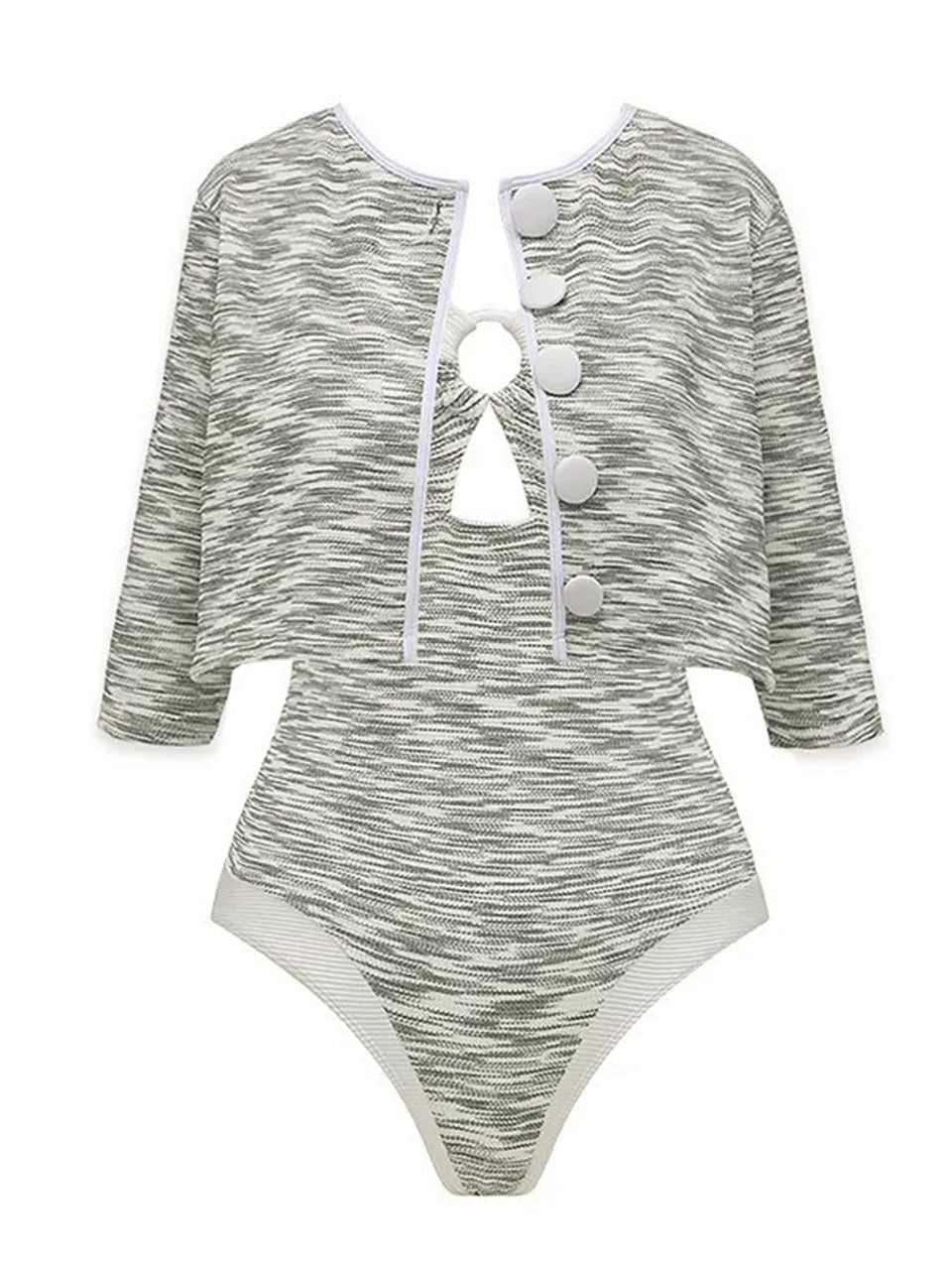2PS Grey Retro One Piece Swimsuit