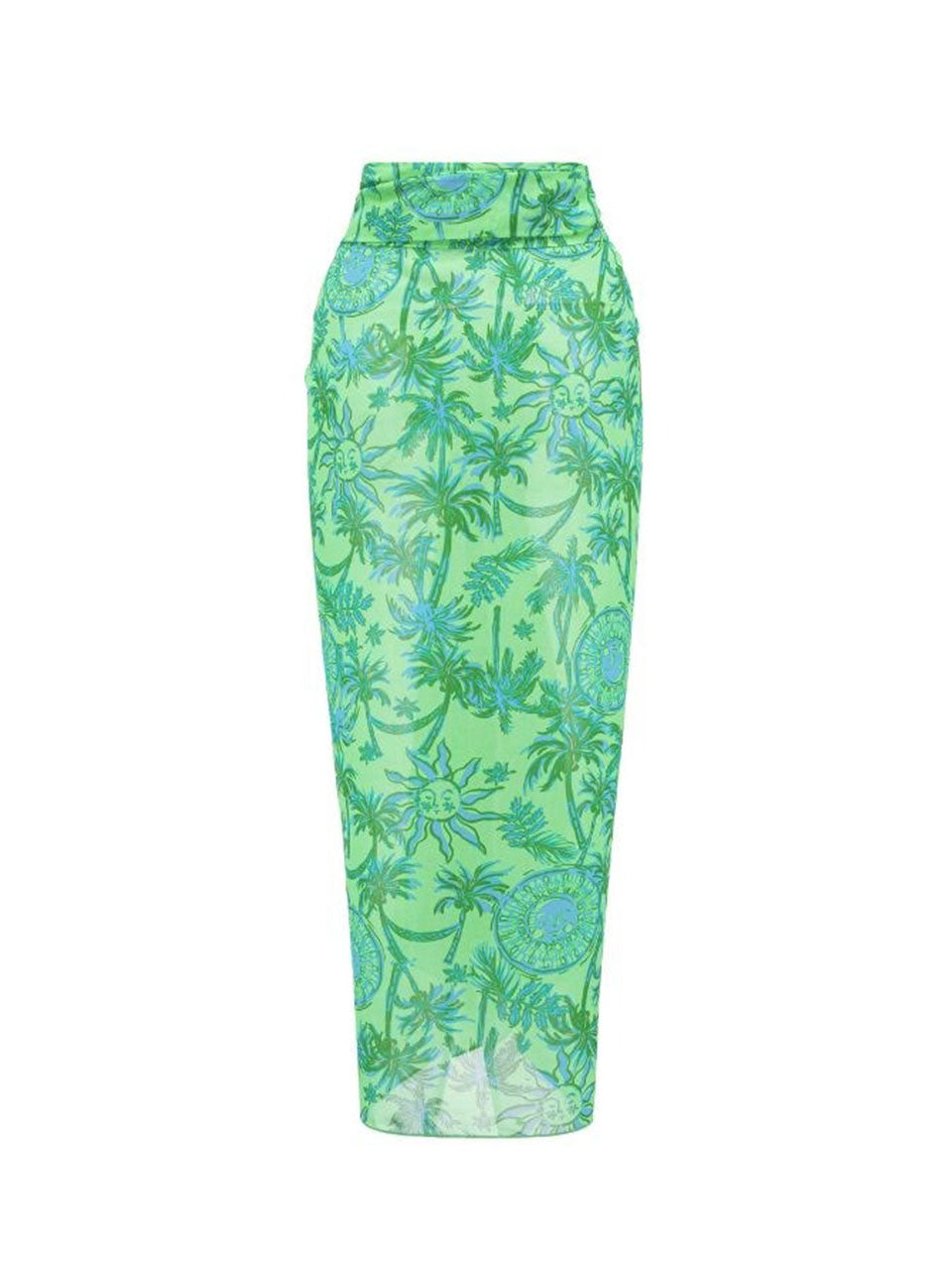 2PS Green One Shoulder Ruched Tropical Swimsuit