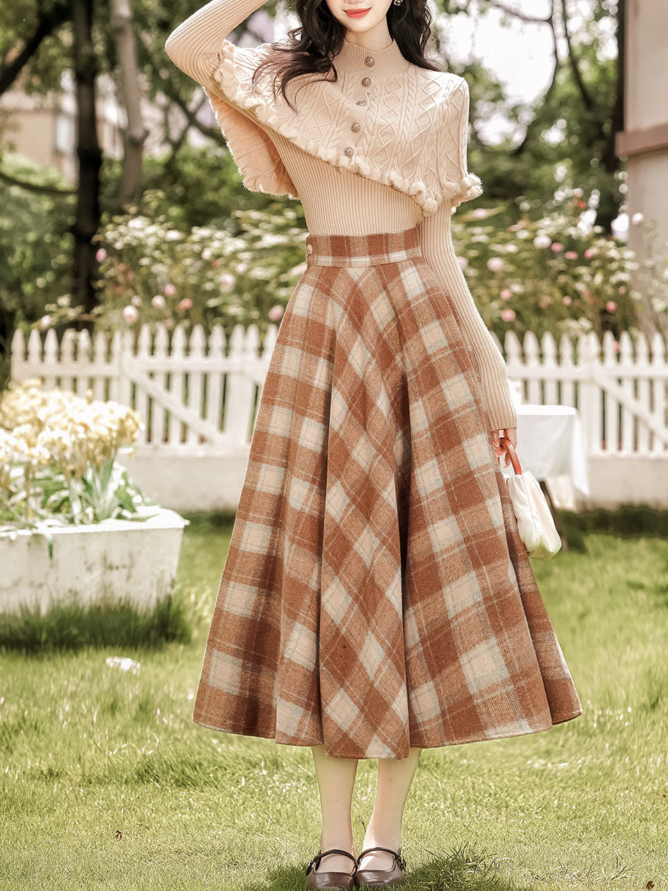 3PS Brown Knitted Sweater Top Cape