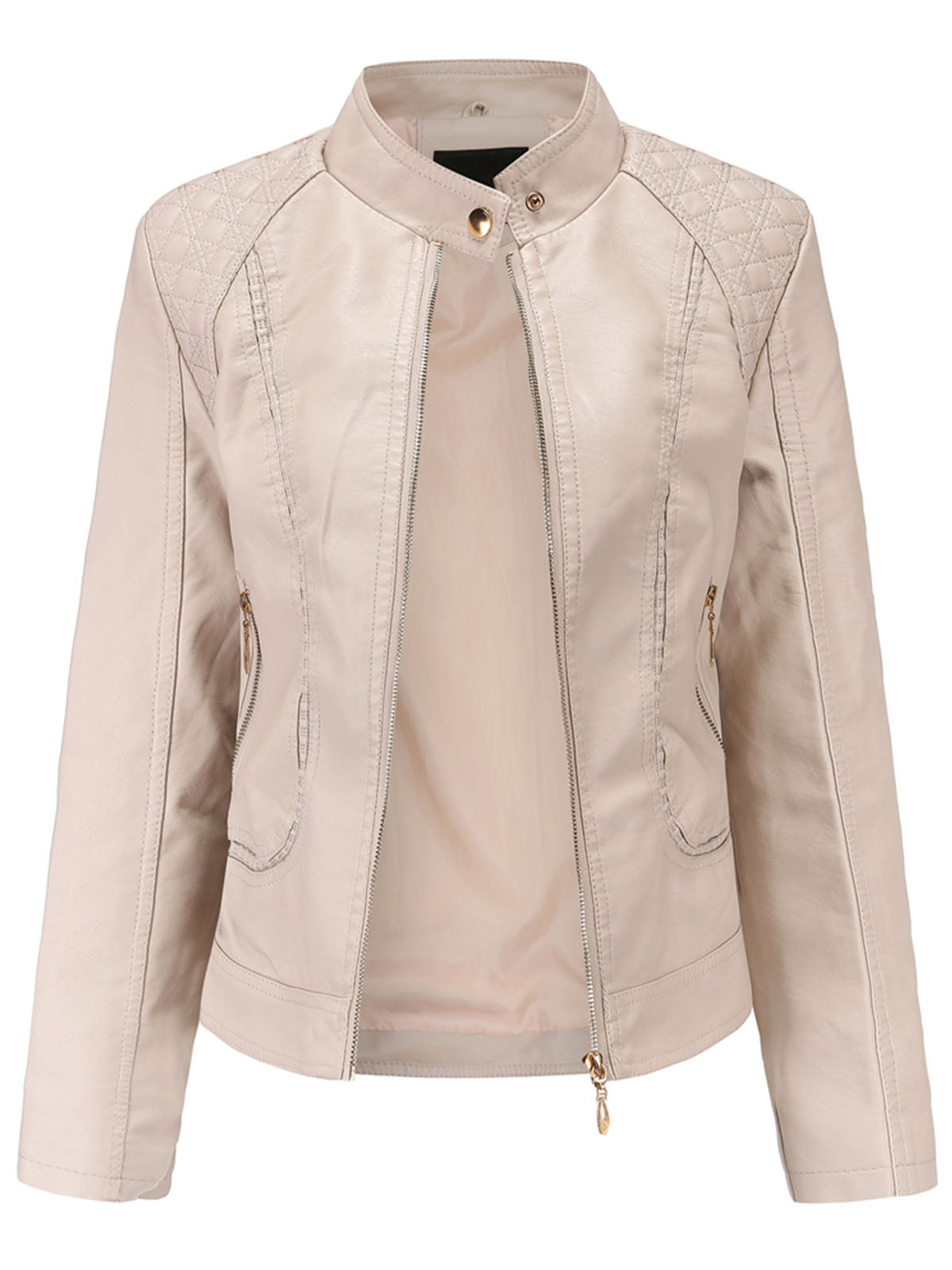 Soft Coat Long Sleeve PU Leather Motorcycle Jacket For Women