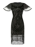 6 Colors Short Sleeve 1920s Sequined Flapper Dress