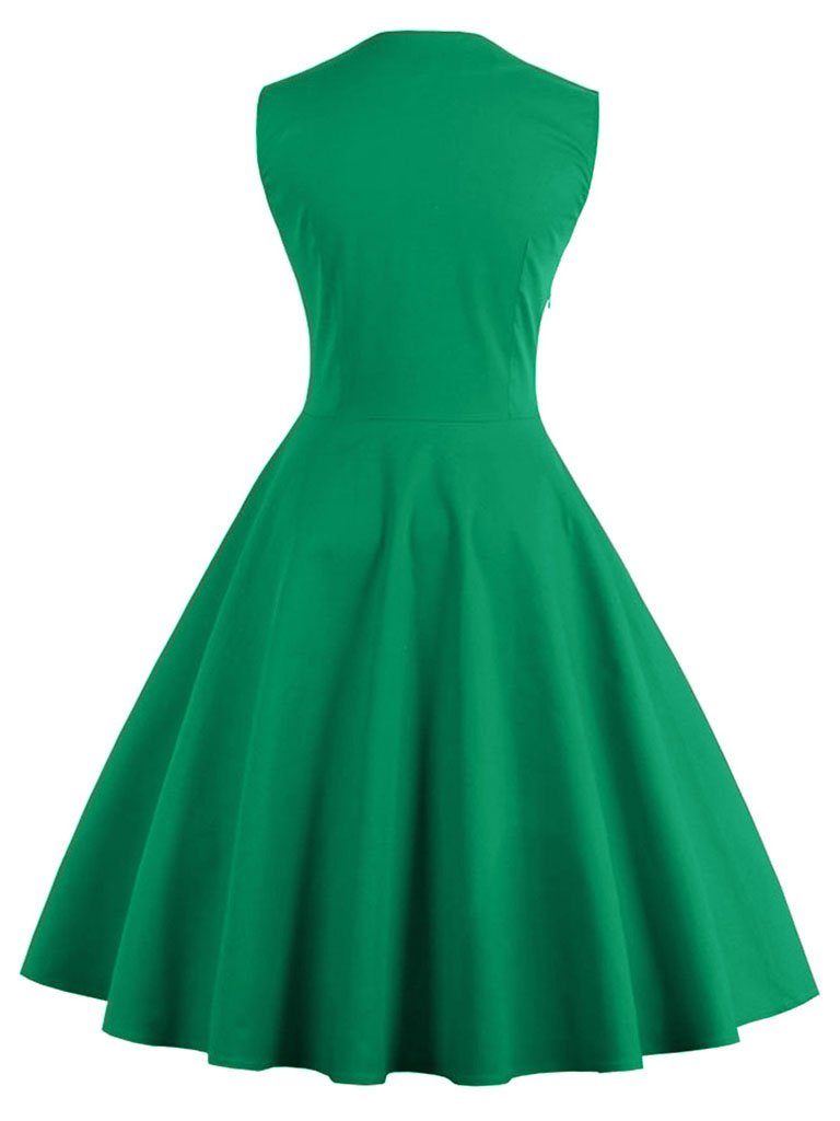 Polka Dot Square Neck Slim Fit Vintage Dress