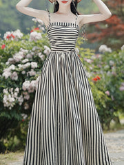 1950S Taylor Swift Same Style Black and White Stripe Swing Dress
