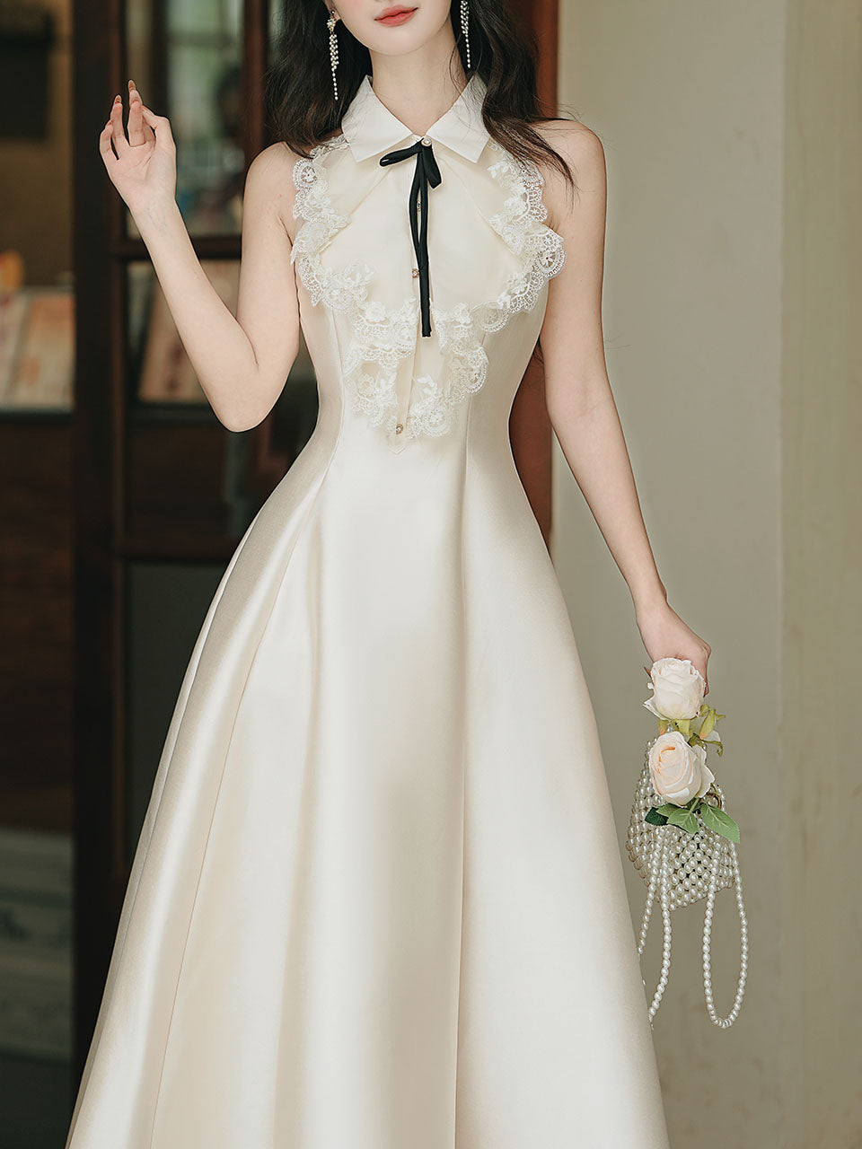 1950s Vintage Halter A-line Gown