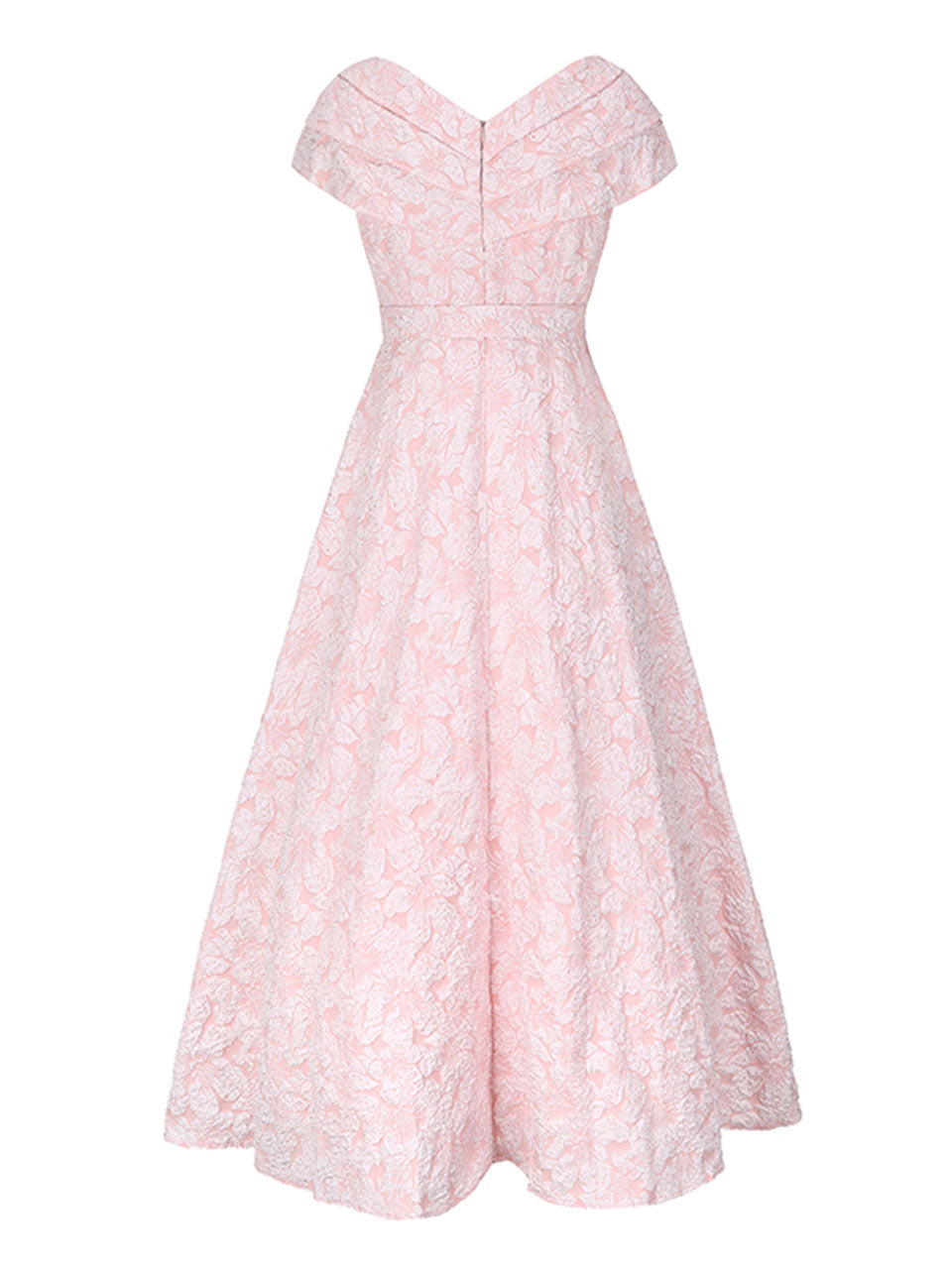 Lavender 3D Rose Vintage Pleated V-Neck Swing Dress