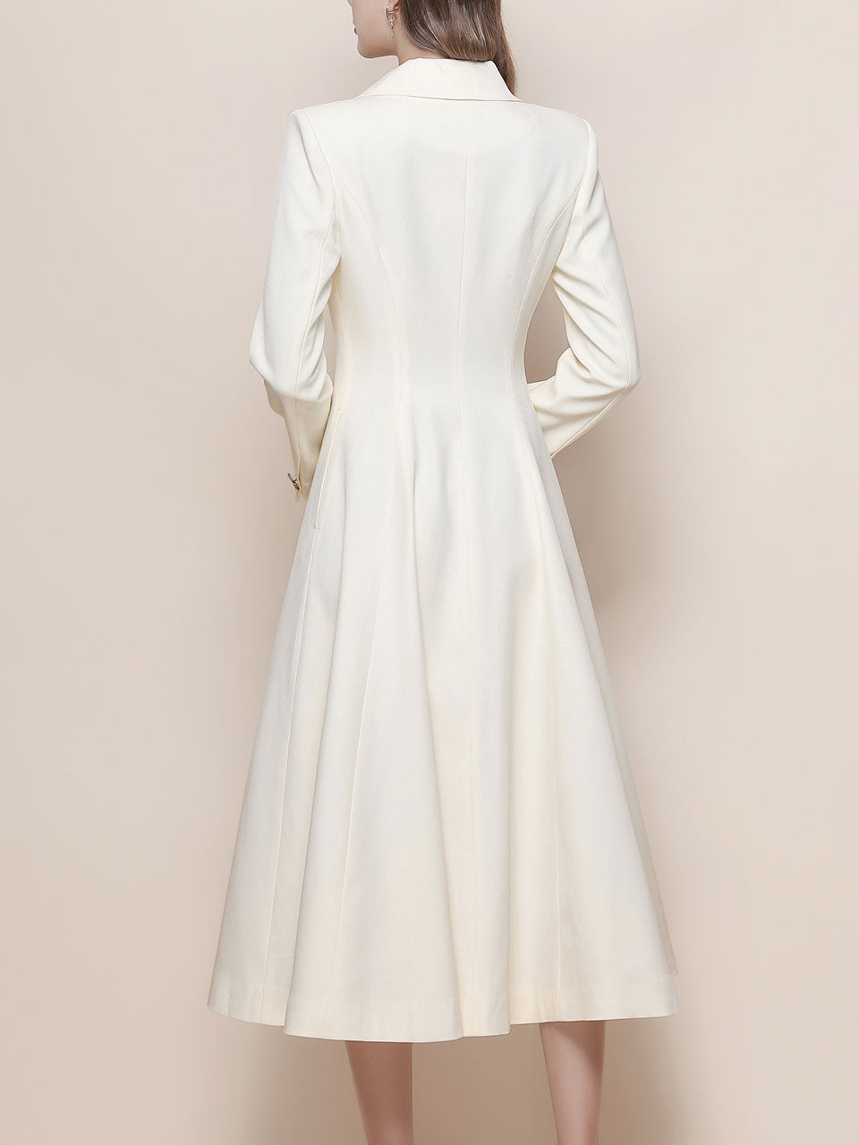White Vintage Style Double Breasted Trench Dress Coat