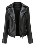 Black Weave Long Sleeve PU Leather Motorcycle Jacket