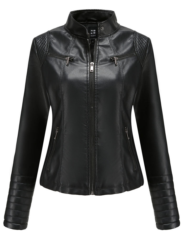 5 Color Long Sleeve PU Leather Motorcycle Jacket