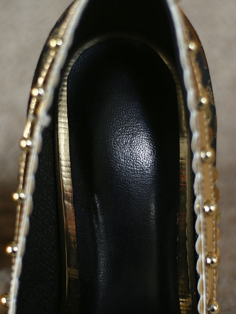 10CM Luxury Pearls And Diamonds Chunky Heels Retro Shoes