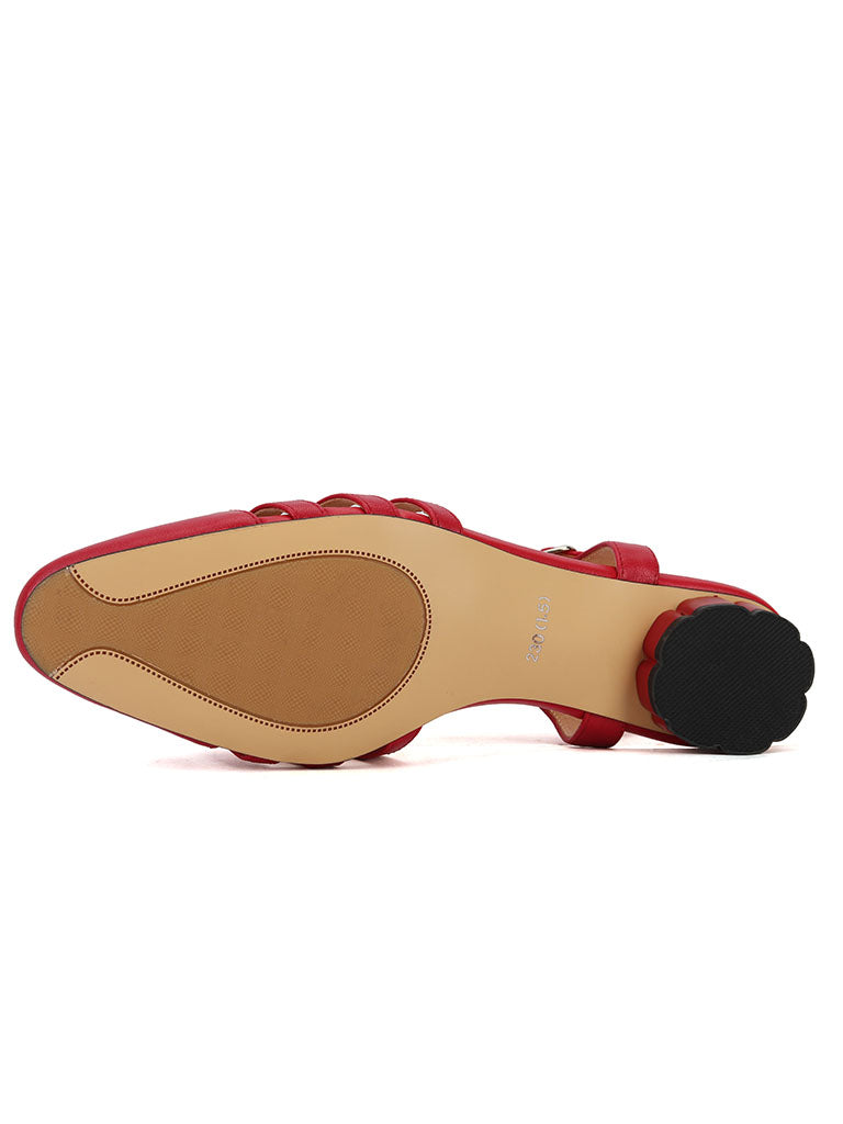 Flats Sandals Round Toe Hollow Belt Leather Vintage Shoes