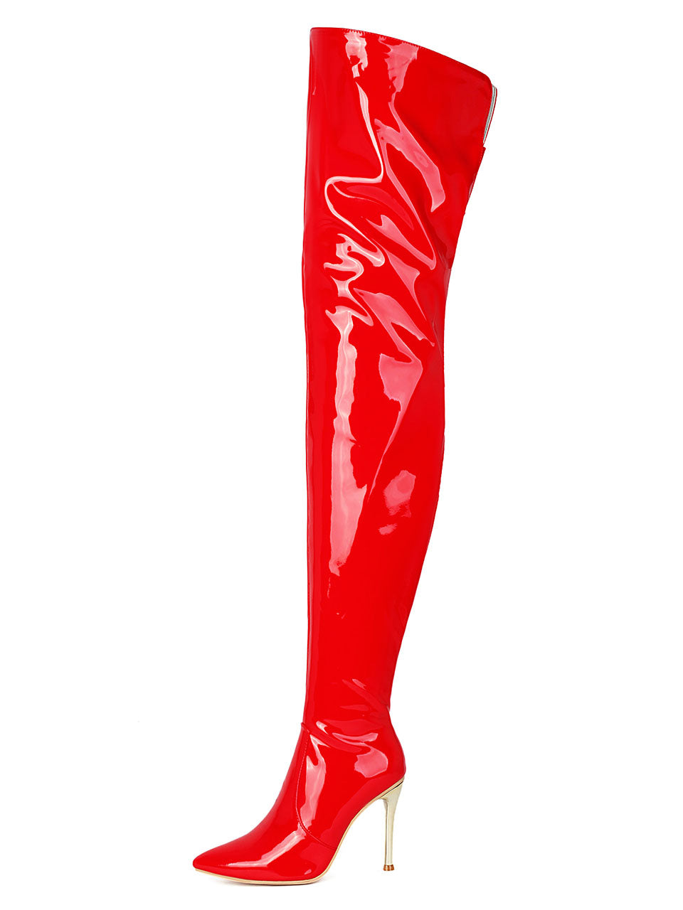 10CM Patent Leather Thigh Ultra High Stiletto Heel Over The Knee Warm Boots