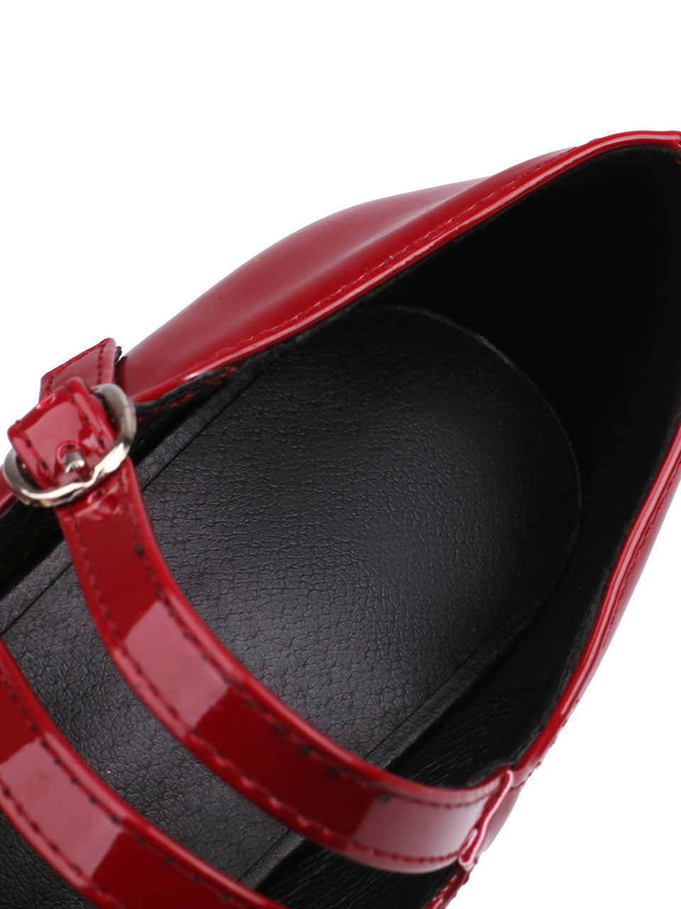 8CM High Heel Wine Red Square-Toe Platform Mary Jane Pump