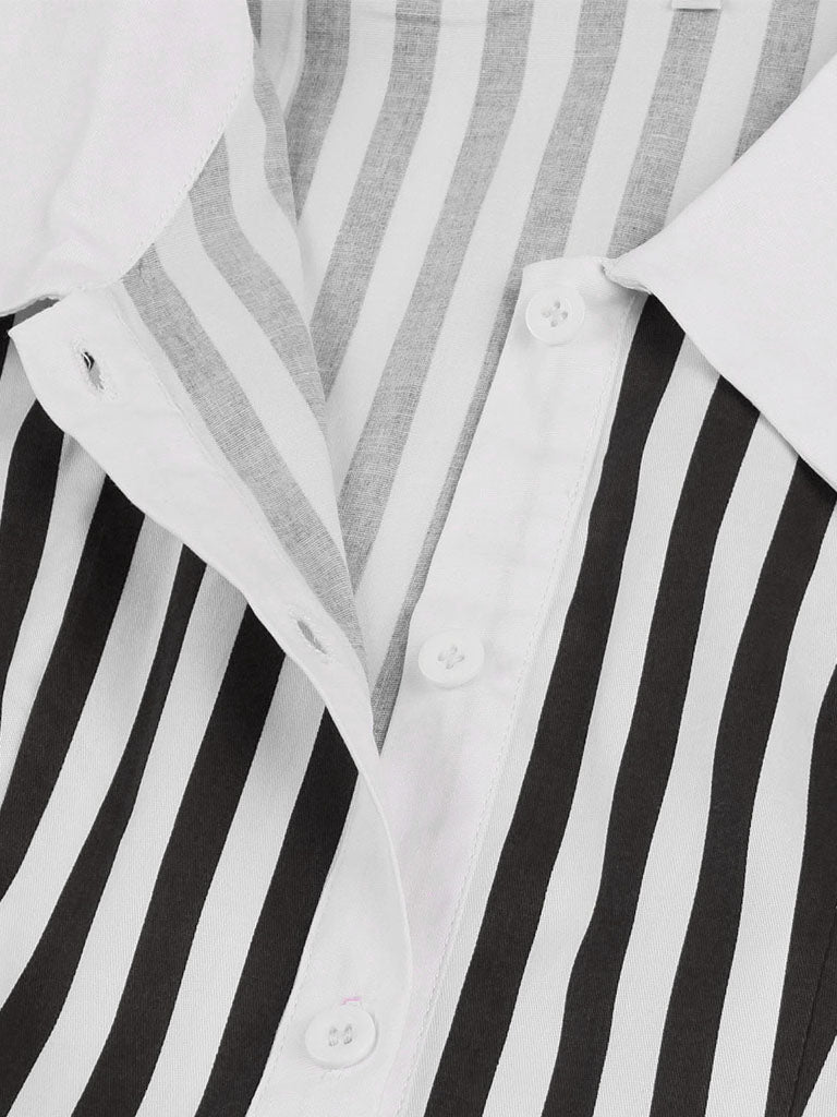 Beetlejuice Costume Black and White Vertical Stripe Swing Dress