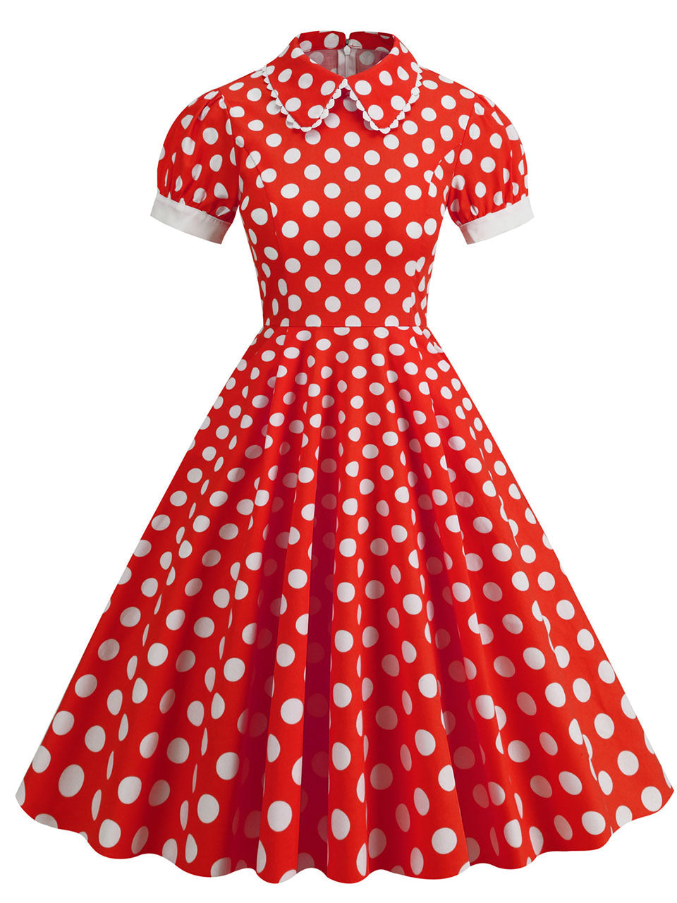 1950s Peter Pan Polka Dot Swing Dress