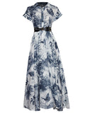 Blue Butterfly Print 1950S Vintage Dress