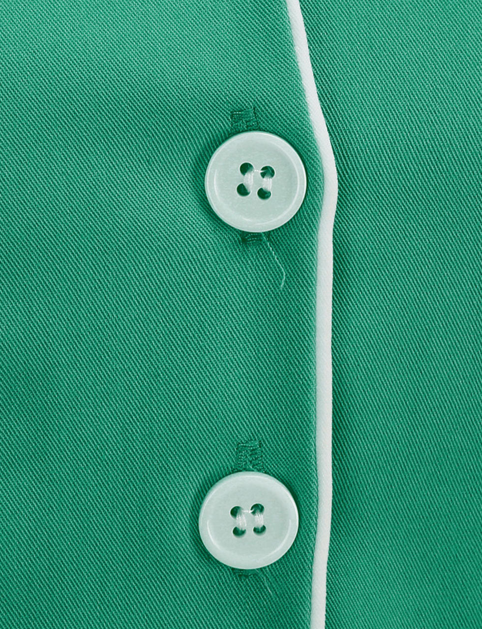 Green Solid Color Turn Down Collar Short Sleeves 1950S Vinatge Shirt Dress