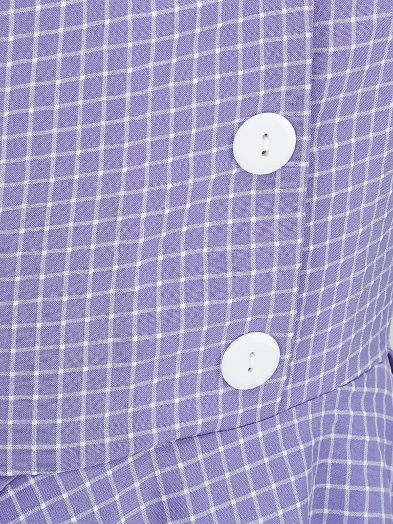 Plaid Tuxedo Collar 1950S Vintage Dress