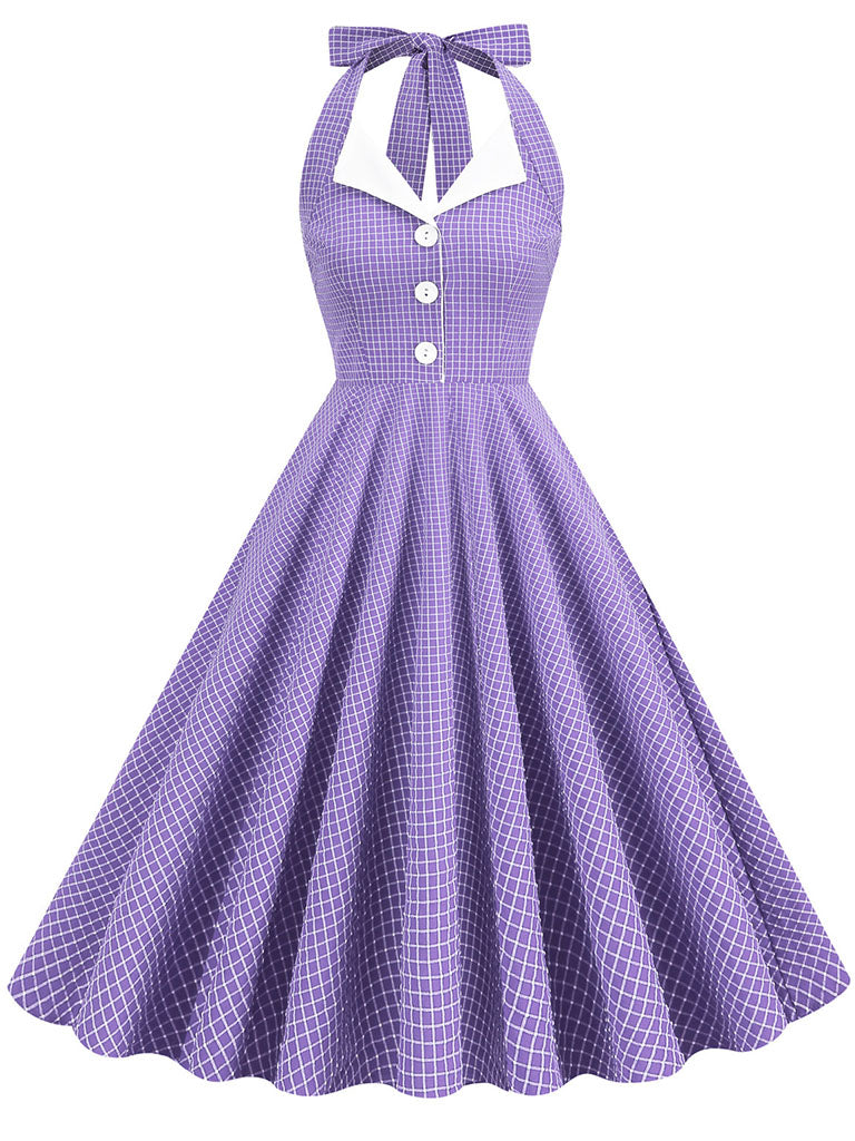 Plaid Vintage Halter Backless 1950S Vintage Dress