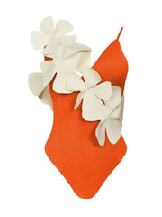 Orange And White Flower One Piece