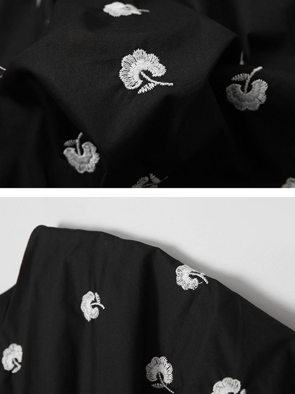Black V Neck Balloon Sleeve Embroidered 1950S Vintage Dress