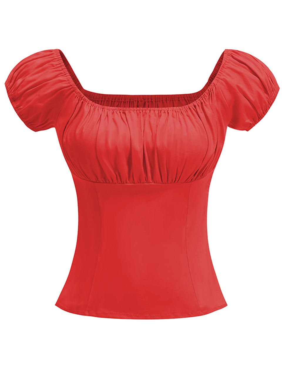 Regencycore 1950s Puff-Sleeve Ruched Top
