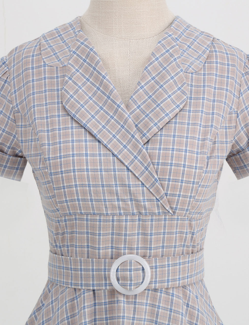 Sweat V Neck Plaid 1950S Vintage Swing Dress