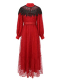 Red & Black Spliced Lace Dress