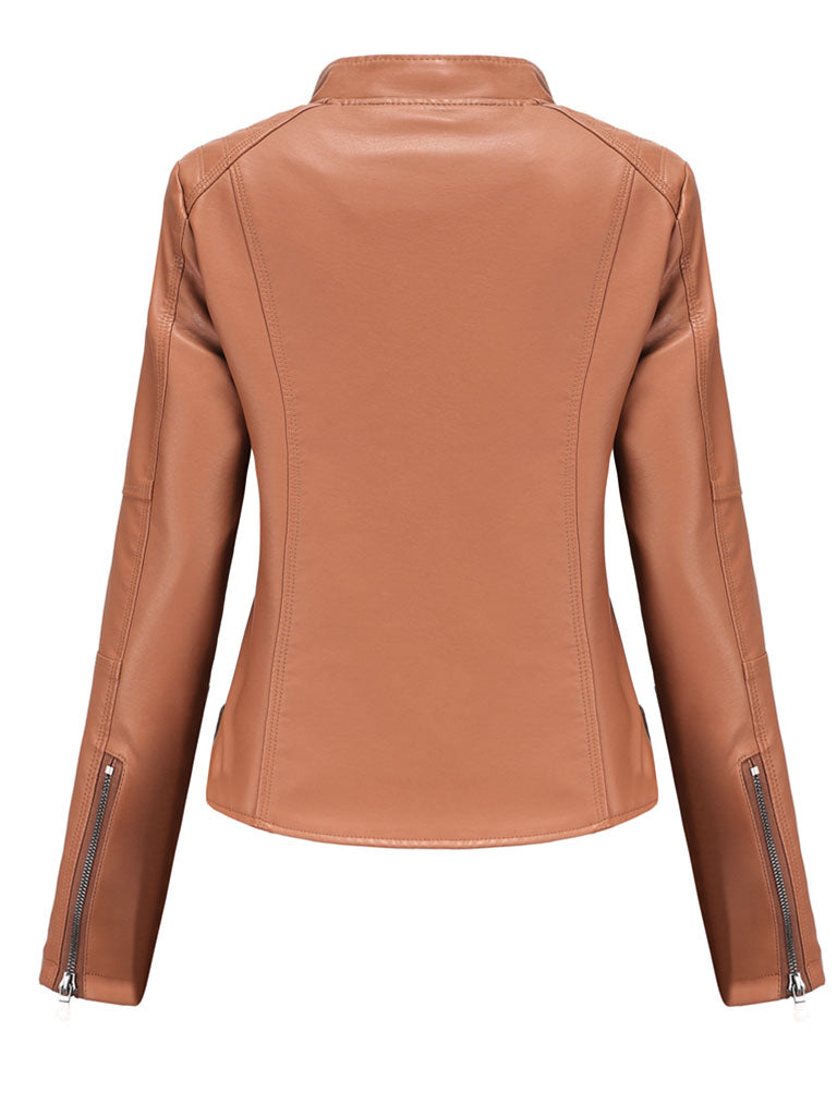 6 Color Long Sleeve PU Leather Motorcycle Jacket