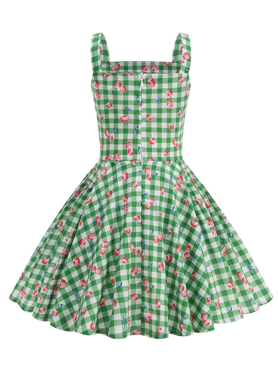 Kids Little Girls' Dress Green Cherry Plaid 1950S Vintage Dress