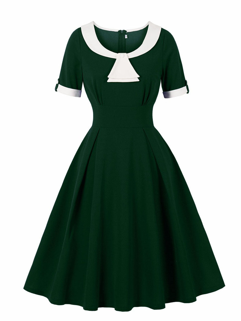 Christmas Green Peter Pan Collar 1950s Swing Vintage Dress