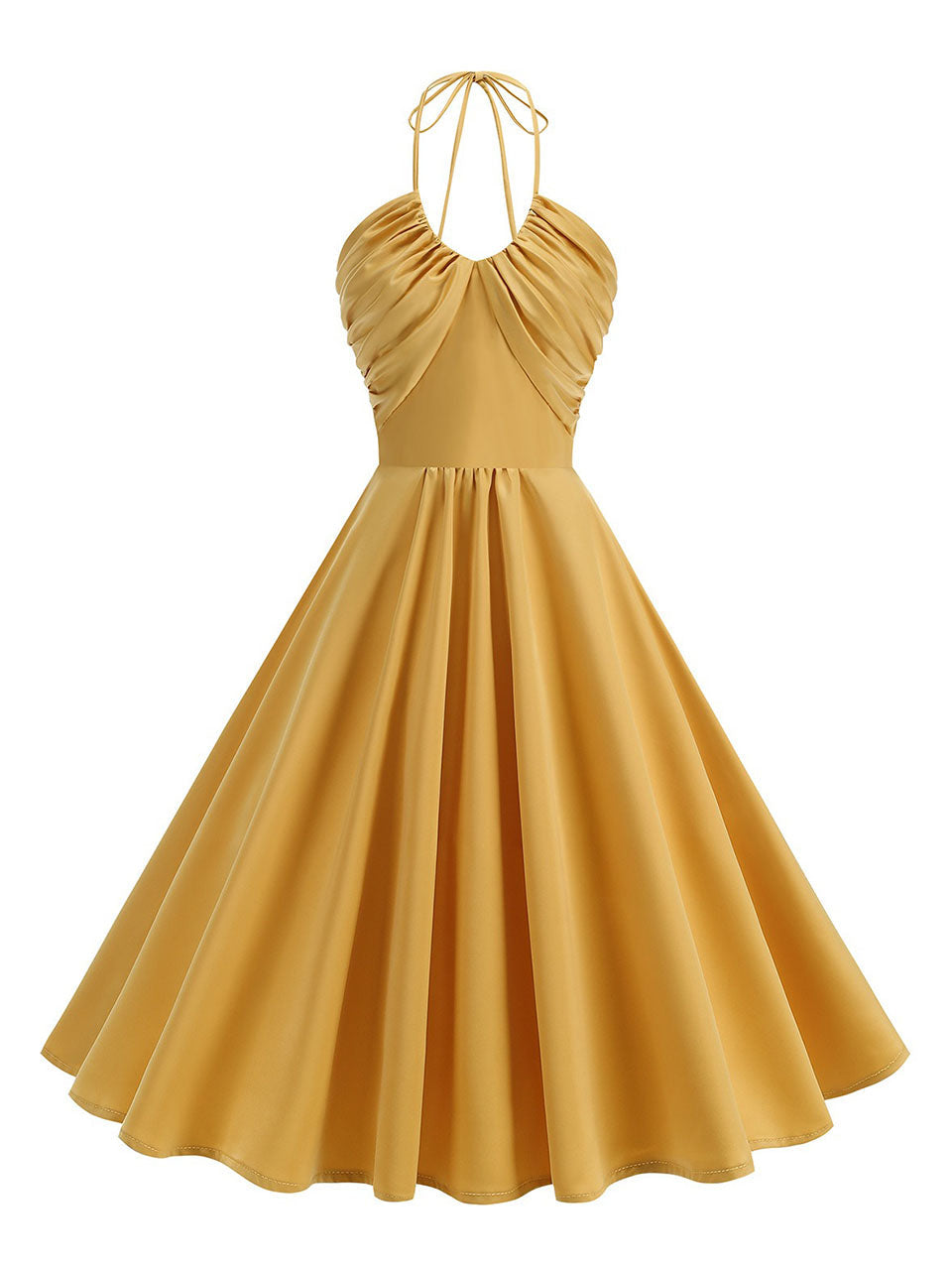 White Halter Neck Vintage Dress