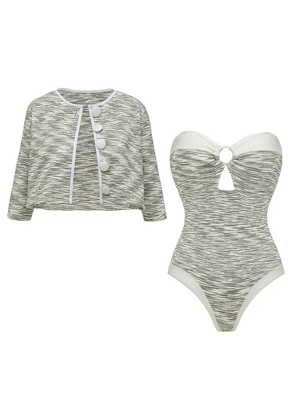 2PS Grey Retro One Piece Swimsuit