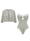 2PS Grey Retro One Piece Swimsuit